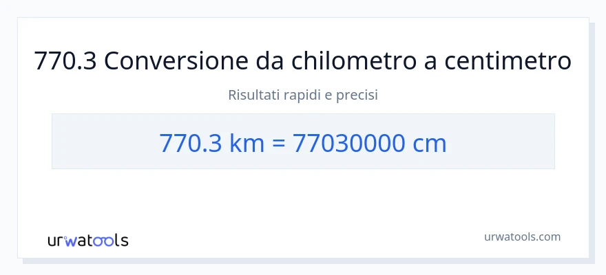 Conversione da 770.3 chilometri a Centimetri