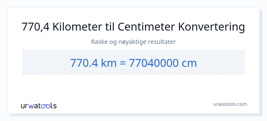 770.4 kilometer til Centimeter konvertering