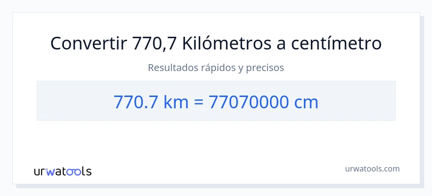 Conversión de 770.7 kilómetros a Centímetros