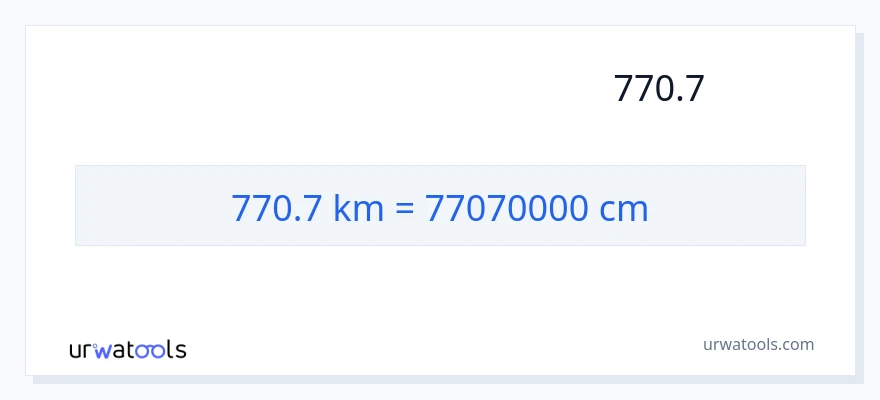 המרה של 770.7 קילומטרים ל- סנטימטרים