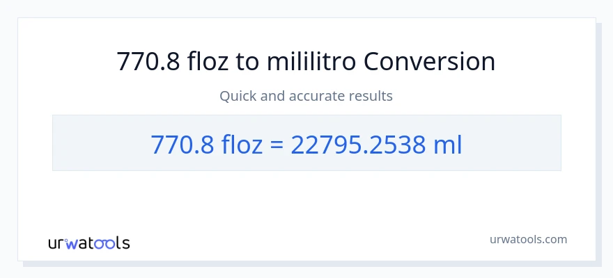 770.8 mga onsa ng likido patungong mga mililitro na conversion