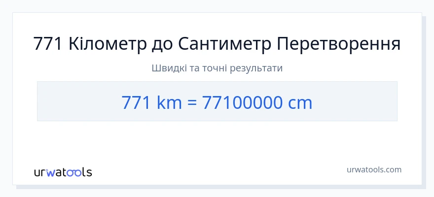 Конверсія з кілометри у Сантиметри: 771