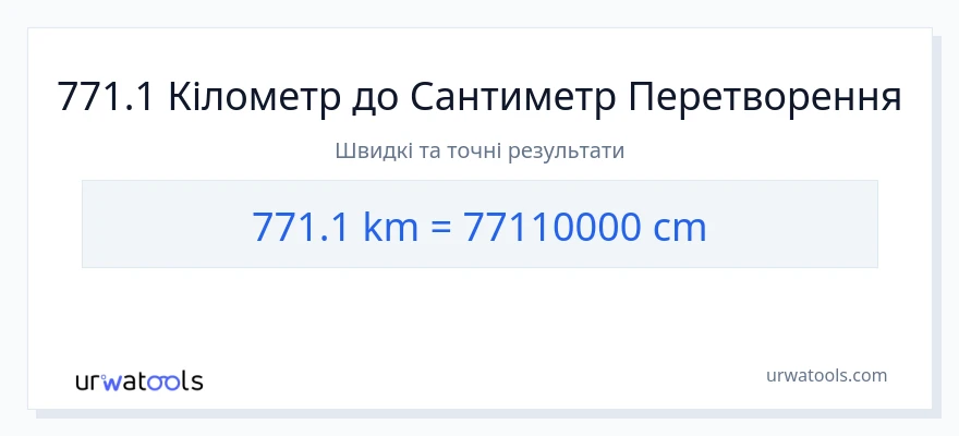 Конверсія з кілометри у Сантиметри: 771.1