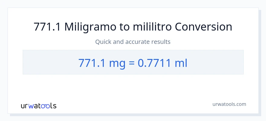 771.1 miligramo patungong mga mililitro na conversion