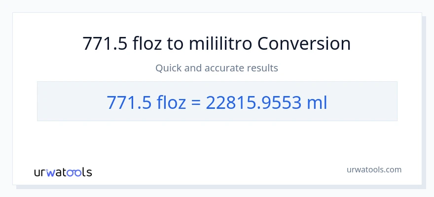 771.5 mga onsa ng likido patungong mga mililitro na conversion