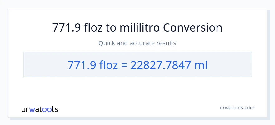 771.9 mga onsa ng likido patungong mga mililitro na conversion