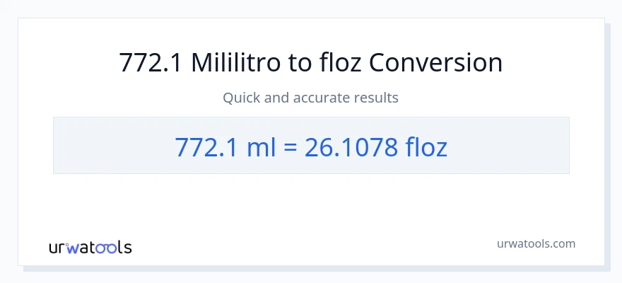 772.1 mga mililitro patungong mga onsa ng likido na conversion