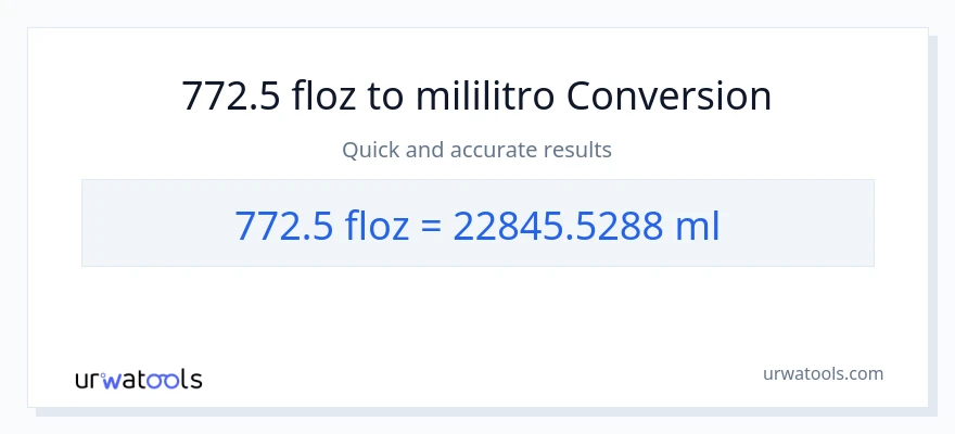 772.5 mga onsa ng likido patungong mga mililitro na conversion