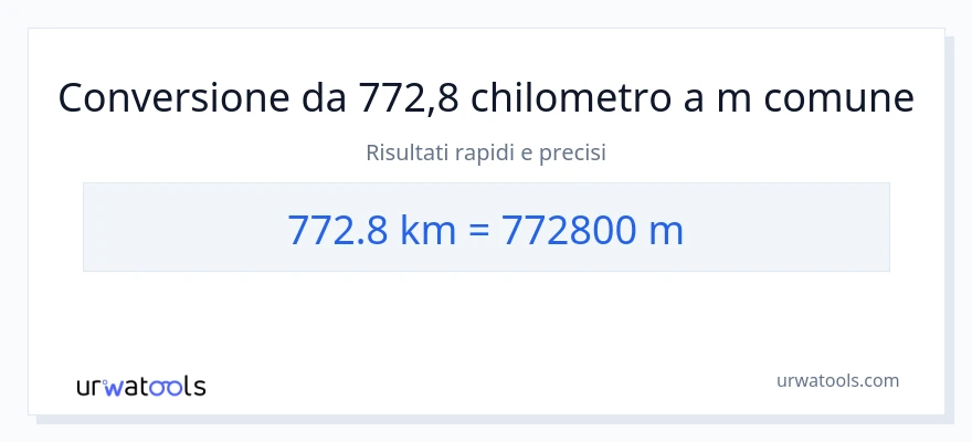 Conversione da 772.8 chilometri a metri