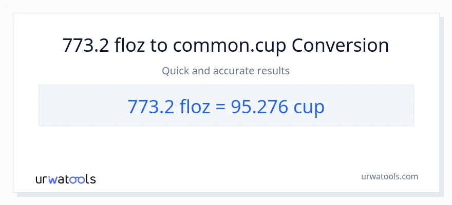 773.2 mga onsa ng likido patungong mga tasa na conversion