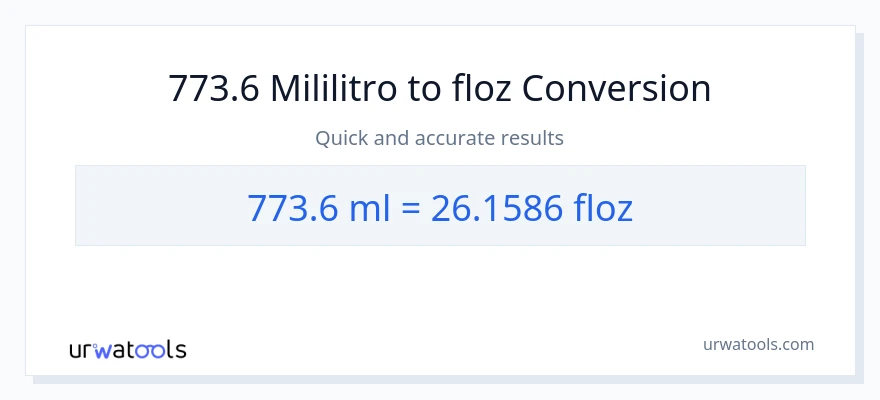 773.6 mga mililitro patungong mga onsa ng likido na conversion