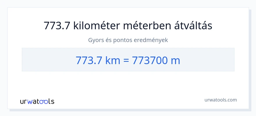 773.7 kilométer - Méterek konverzió