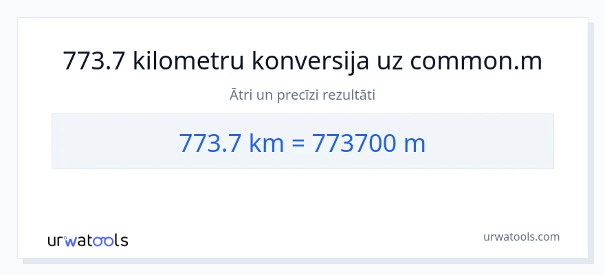773.7 kilometri uz Metri konversiju