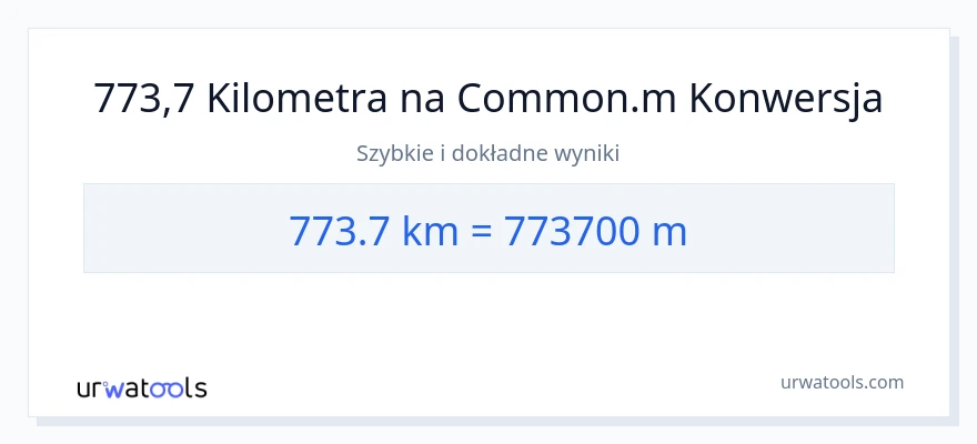 Konwersja 773.7 kilometrów do Metry