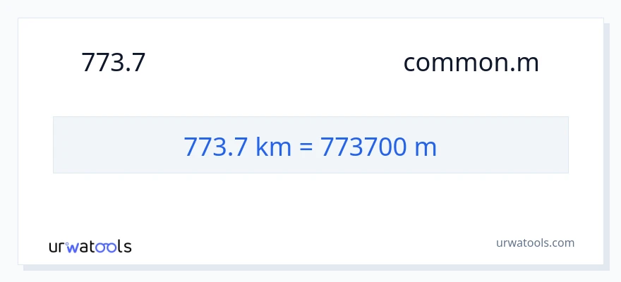 การแปลง 773.7 กิโลเมตร เป็น มิเตอร์