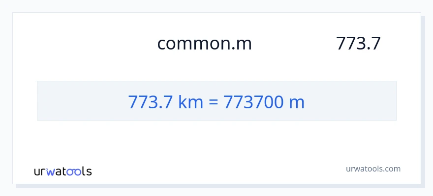 773.7 کلومیٹر سے میٹر کی تبدیلی