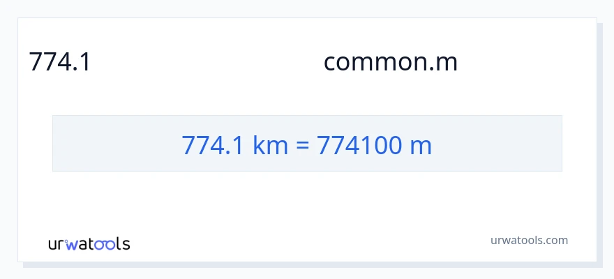 774.1 కిలోమీటర్లు నుండి మీటర్లు కు మార్పిడి
