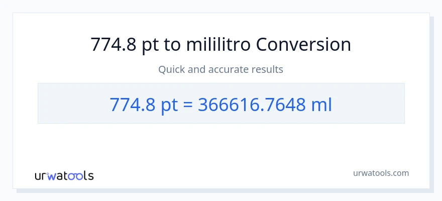 774.8 Pints patungong mga mililitro na conversion