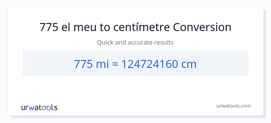 Conversió de 775 milles a Centímetres