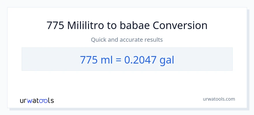 775 mga mililitro patungong Mga galon na conversion