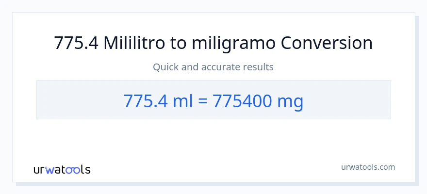 775.4 mga mililitro patungong miligramo na conversion