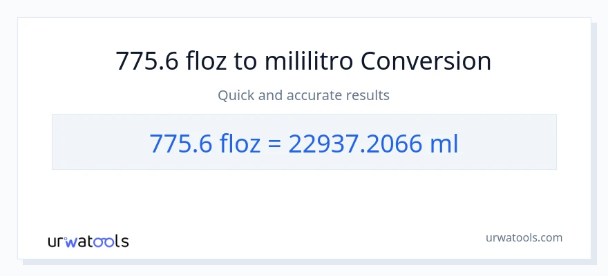 775.6 mga onsa ng likido patungong mga mililitro na conversion