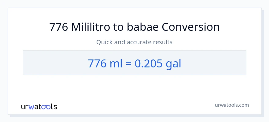 776 mga mililitro patungong Mga galon na conversion