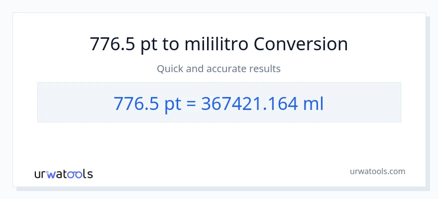 776.5 Pints patungong mga mililitro na conversion