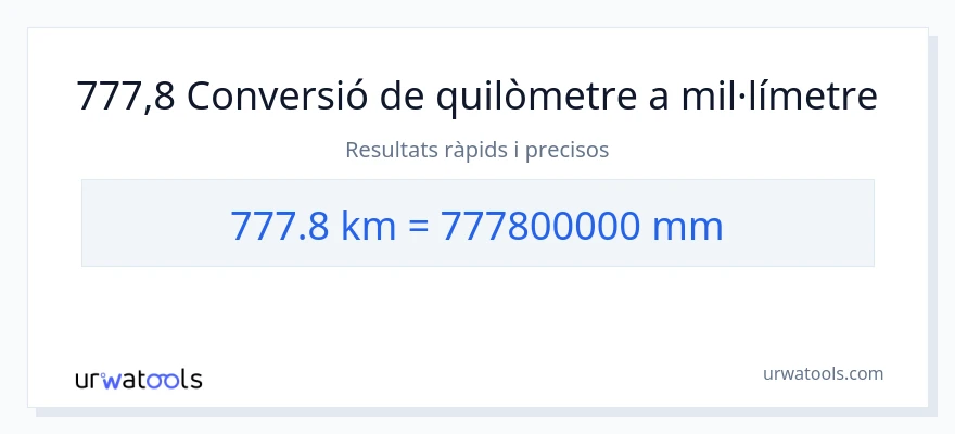 Conversió de 777.8 quilòmetres a mil·límetres