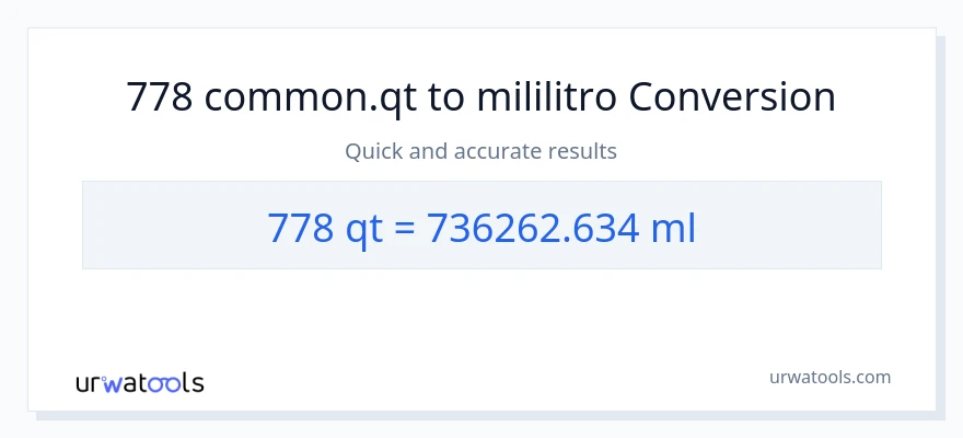 778 Quarts patungong mga mililitro na conversion