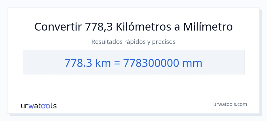 Conversión de 778.3 kilómetros a milímetros