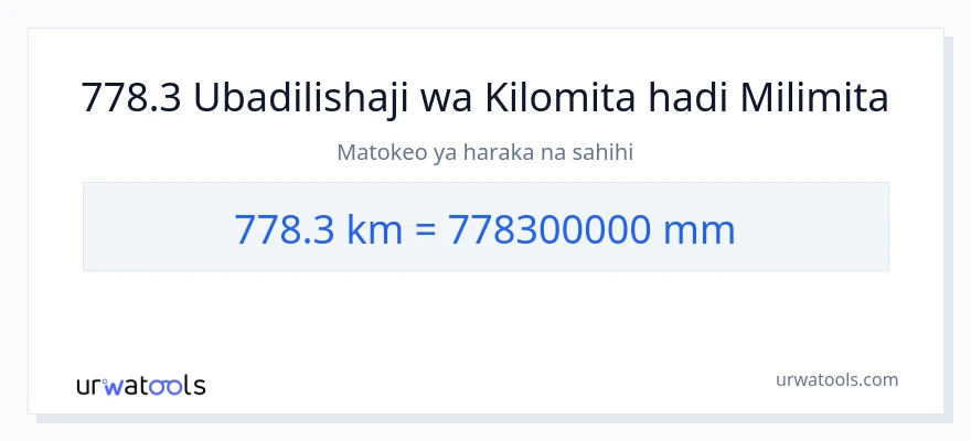 Ubadilishaji wa 778.3 kilomita hadi milimita