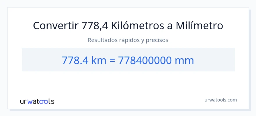 Conversión de 778.4 kilómetros a milímetros