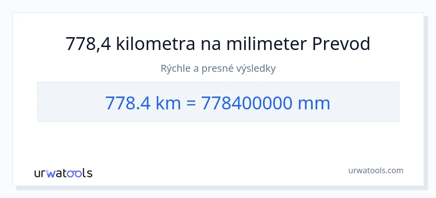 Konverzia z kilometre na milimetre: 778.4