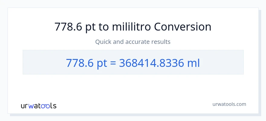 778.6 Pints patungong mga mililitro na conversion