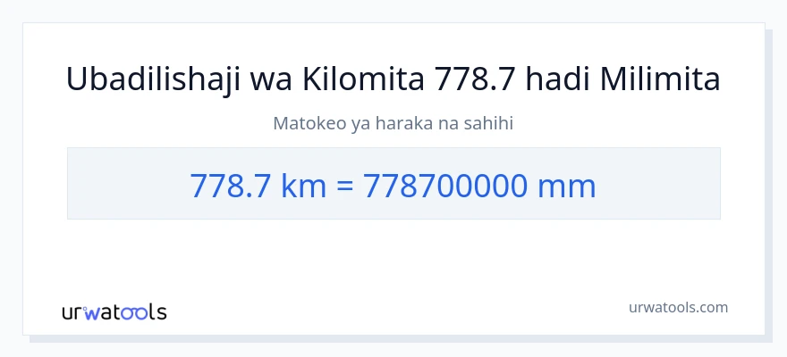 Ubadilishaji wa 778.7 kilomita hadi milimita