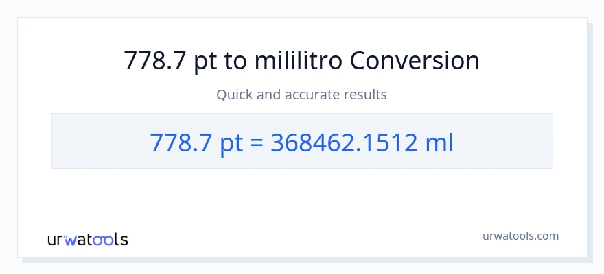 778.7 Pints patungong mga mililitro na conversion