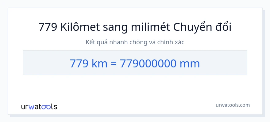 Chuyển đổi 779 kilômét sang milimét