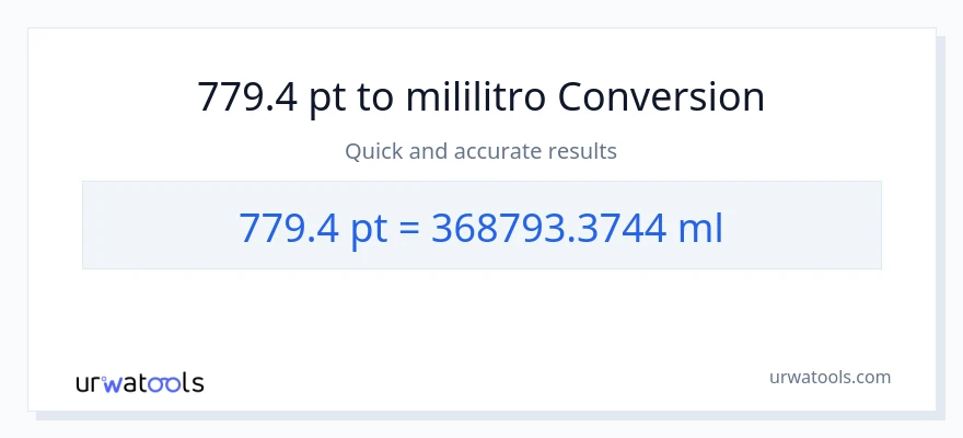 779.4 Pints patungong mga mililitro na conversion