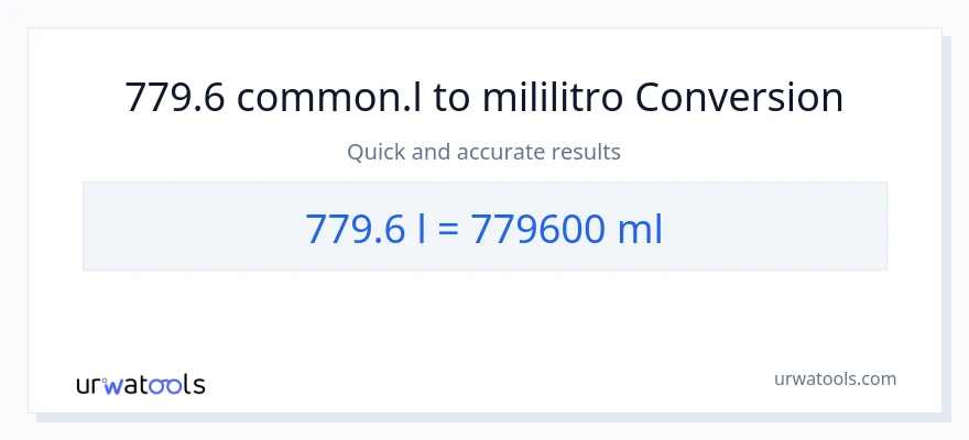 779.6 Liters patungong mga mililitro na conversion