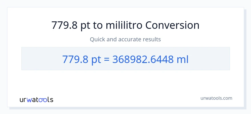 779.8 Pints patungong mga mililitro na conversion