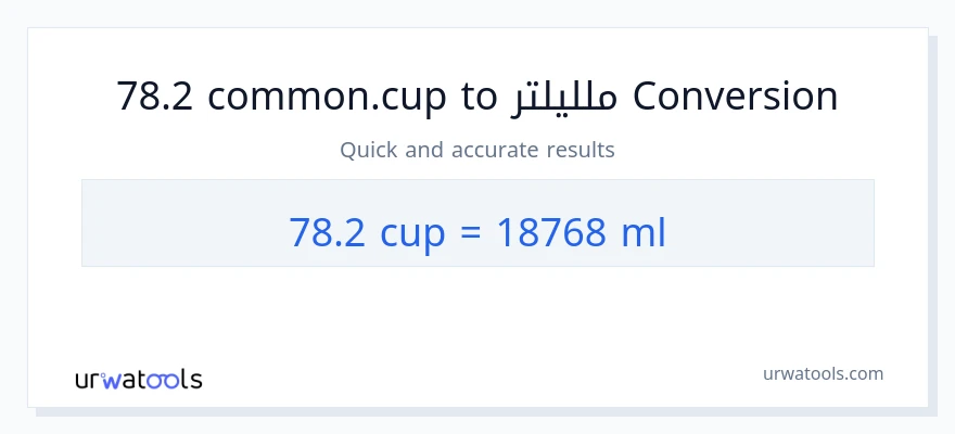 التحويل من 78.2 أكواب إلى ملليلتر