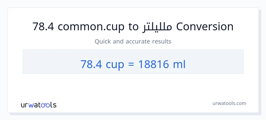 التحويل من 78.4 أكواب إلى ملليلتر