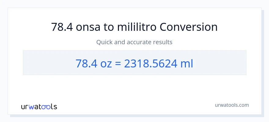 78.4 Mga onsa patungong mga mililitro na conversion