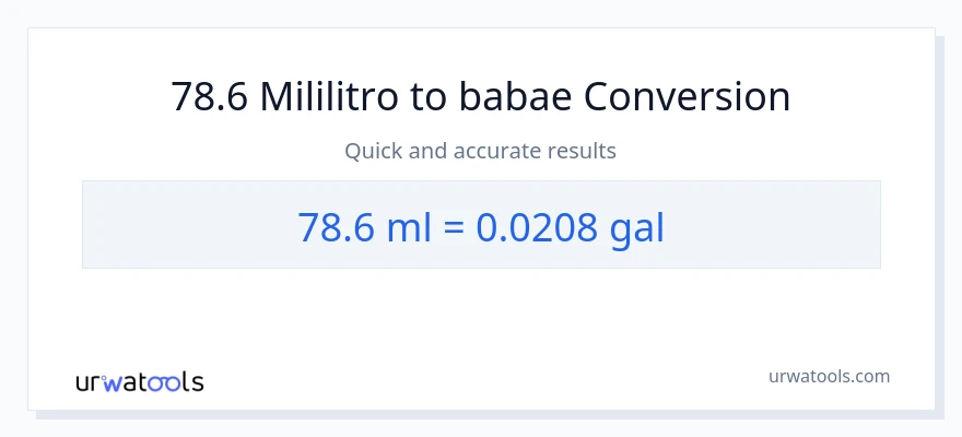 78.6 mga mililitro patungong Mga galon na conversion