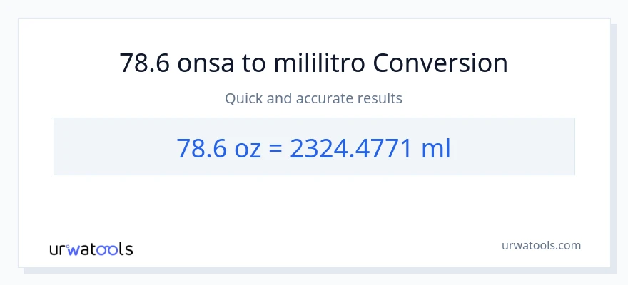 78.6 Mga onsa patungong mga mililitro na conversion