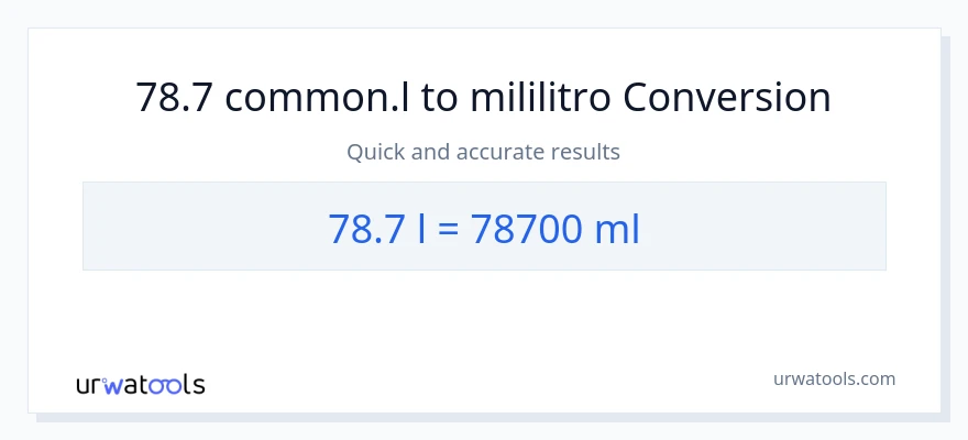 78.7 Liters patungong mga mililitro na conversion