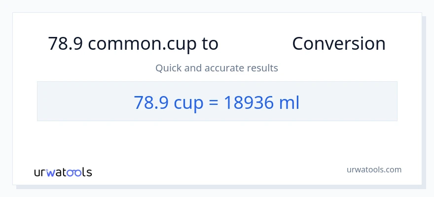 การแปลง 78.9 ถ้วย เป็น มิลลิลิตร