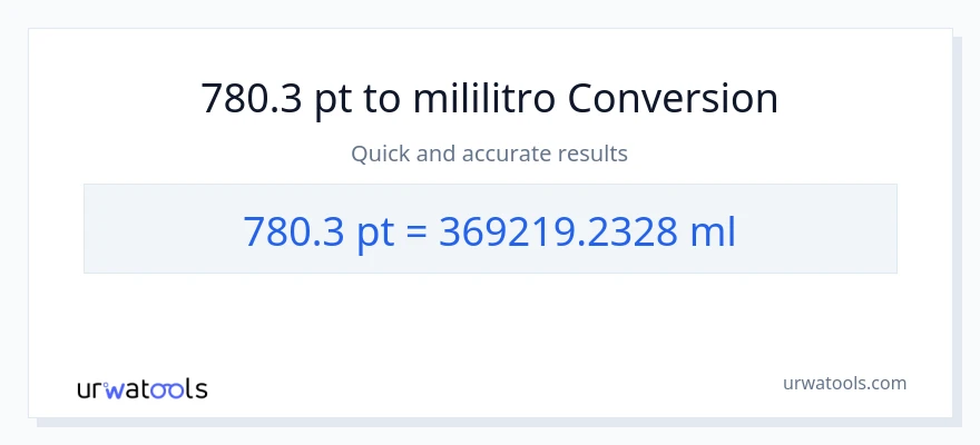 780.3 Pints patungong mga mililitro na conversion