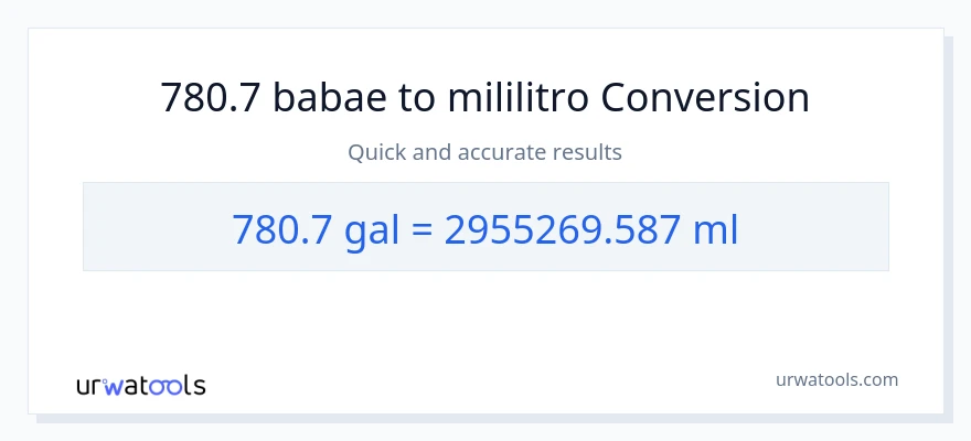 780.7 Mga galon patungong mga mililitro na conversion
